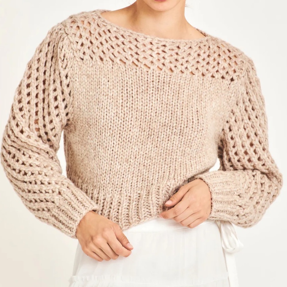 LoveShackFancy Beige Knit Sweater